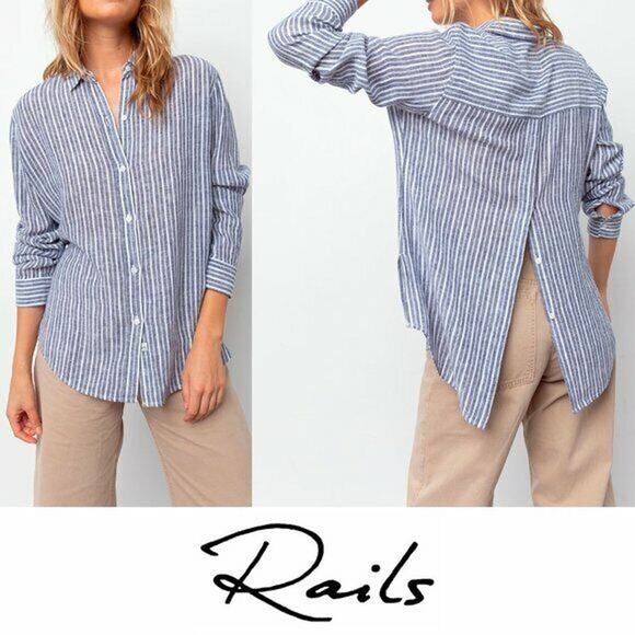 Rails Sydney Arctic Stripe Button Down Size Small New with Tags - Picture 1 of 8